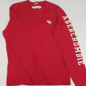 Abercrombie & Fitch Men's Red L/S Logo Shirt XL